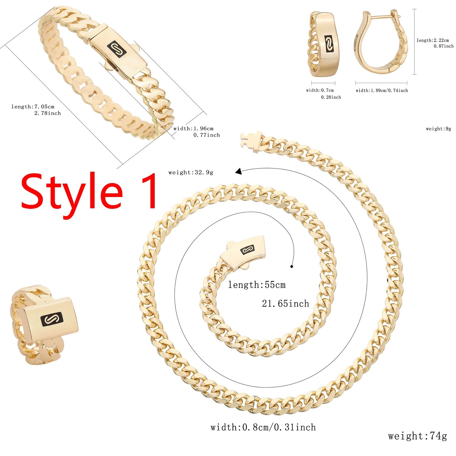 14K Gold Plated 4Pcs Women Jewelry Set Minimalist Commuter Style Fashion Daily Accessories