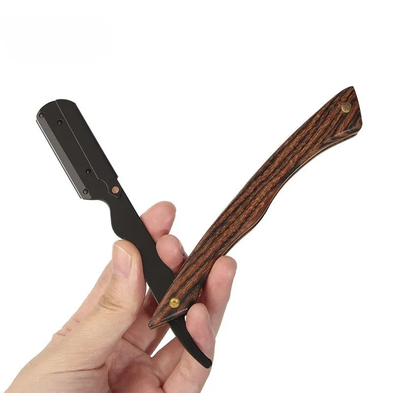 OldStyle-cuchillo plegable de acero inoxidable para hombres, afeitadora de peluqueros profesional, hoja de cabeza de aceite Manual de sándalo, soporte recomendado