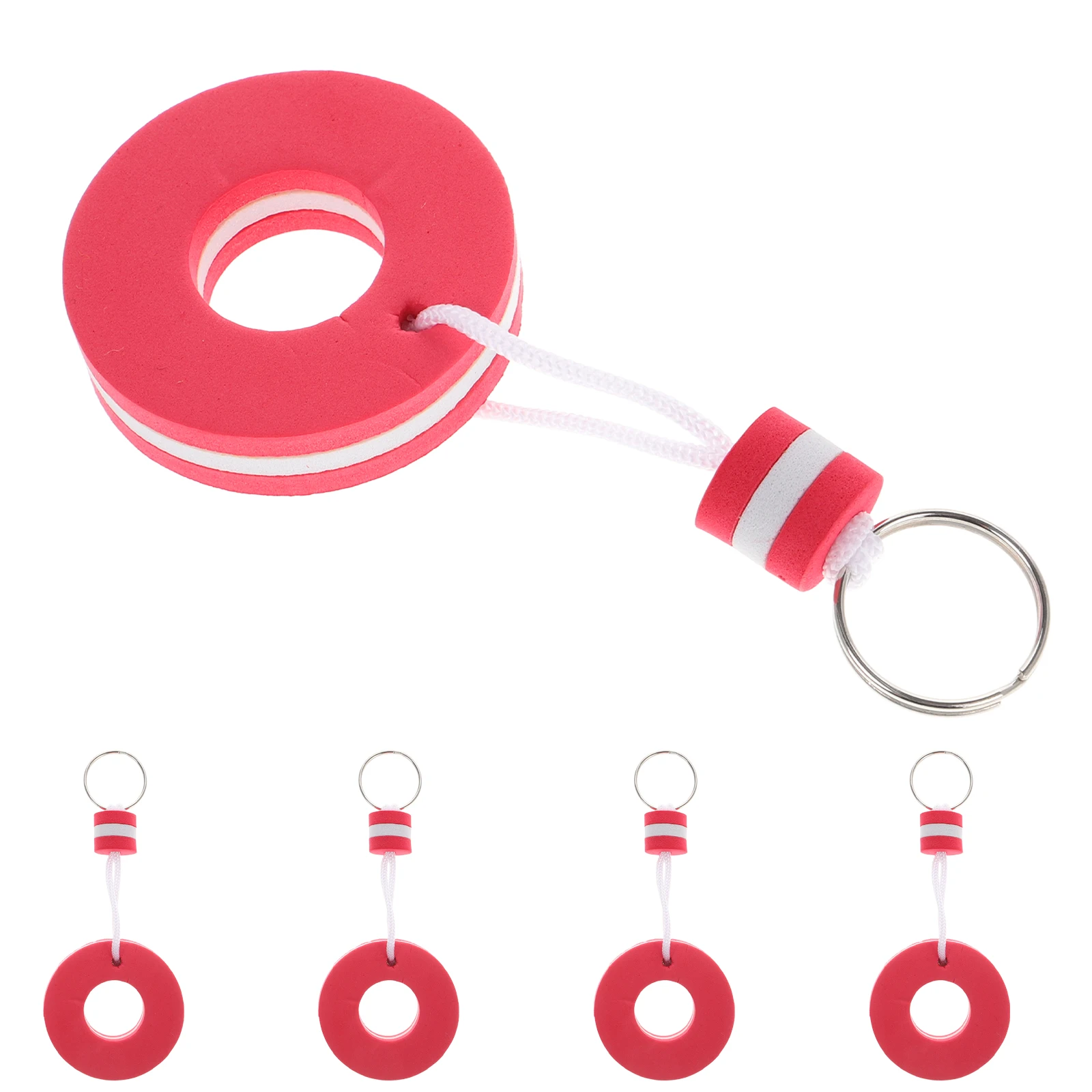 

5 Pcs Waterproof Colorful Plaque Key Card Boat Float Holder Oval Red Eva Buoyancy Keychain