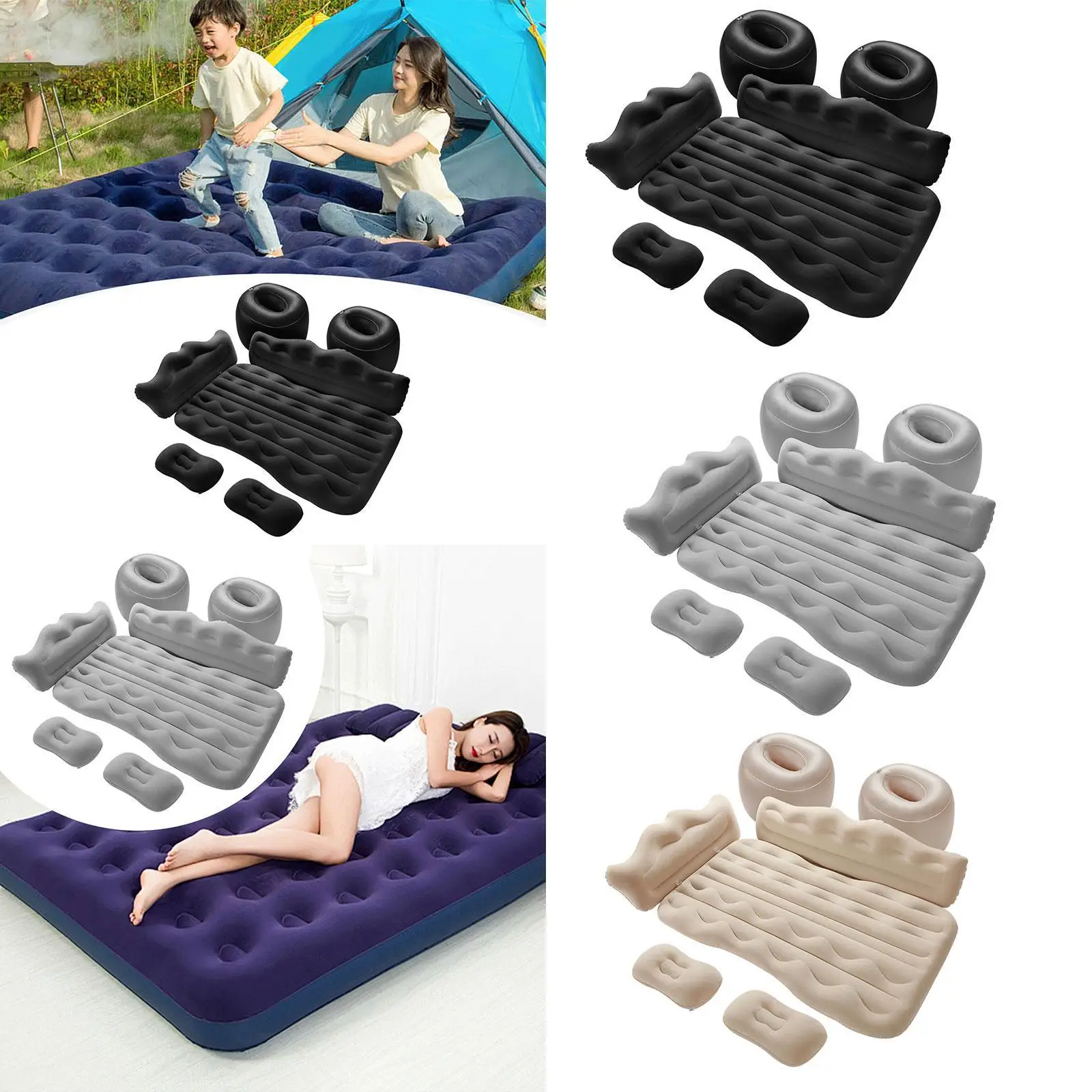Portable Car Inflatable Air Mattress SUV Camping Mattress 130x73cm Universal with Air Pump for Hotels, Tents Waterproof