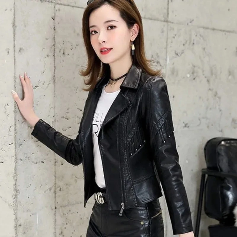 Women Jackets Spring Autumn New Faux Leather Jacket Womens Casual Slim Waterproof Windproof Basic Coats Short Female Jacket