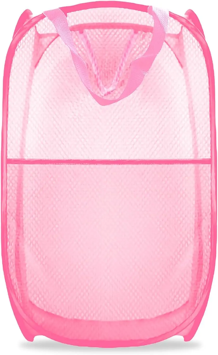 

Pop Up Laundry Hamper, Mesh Foldable Laundry Basket, Extra Large - 28' x 16' x 16'(Pink)