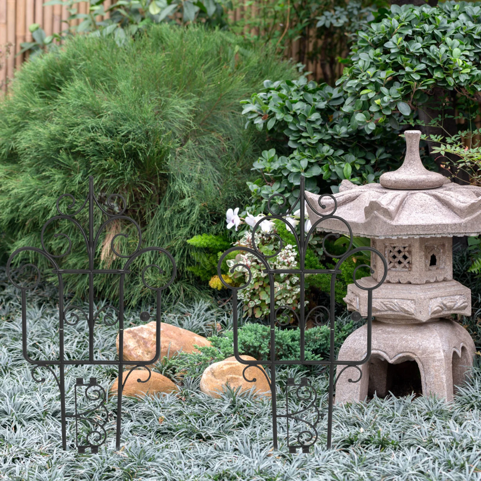 

6 Sheets Plastic Landscaping Fence European Style Garden Edging Patio Fencing Border Practical for Courtyard Decor