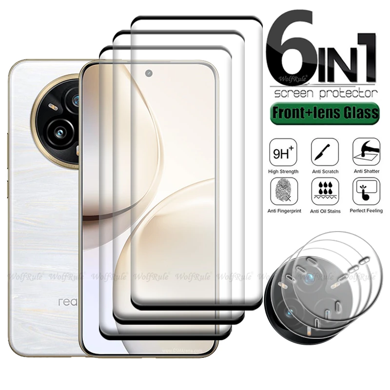 

6-in-1 For Realme 14 Pro Plus Glass Realme 14 Pro Plus Glass Full Curved 9H Screen Protector OPPO Realme 14 Pro Plus Lens Glass
