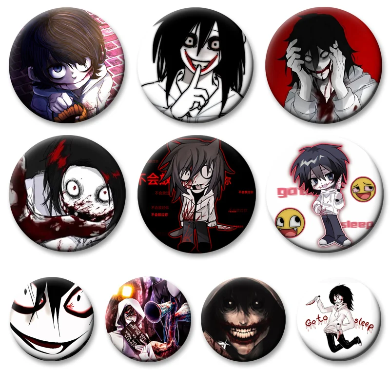 

American Urban Legends Jeff The Killer Pins Round Creative Brooches for Backpack Decoration Accessories Exquisite Tinplate Badge