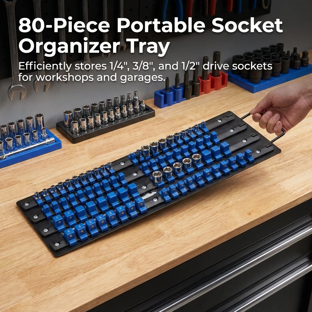 80Pcs Tools Chest Socket Organizer Rack For 1/4 3/8 1/2 Inch Sockets Durable Engineering Plastic Tools Socket Storage Rack