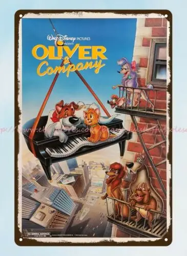 bathroom wall decor oliver and company 1988 film art metal tin sign