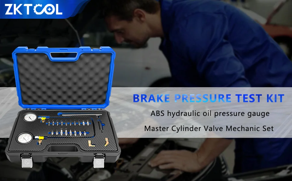 Auto-Bremsflüssigkeitsdruckmesser, Auto-Motor ABS Hydraulikflüssigkeitsdruckmesser-Tester, Bremsanlagen-Prüfstand, 0-3500 PSI Kit – Detail 1
