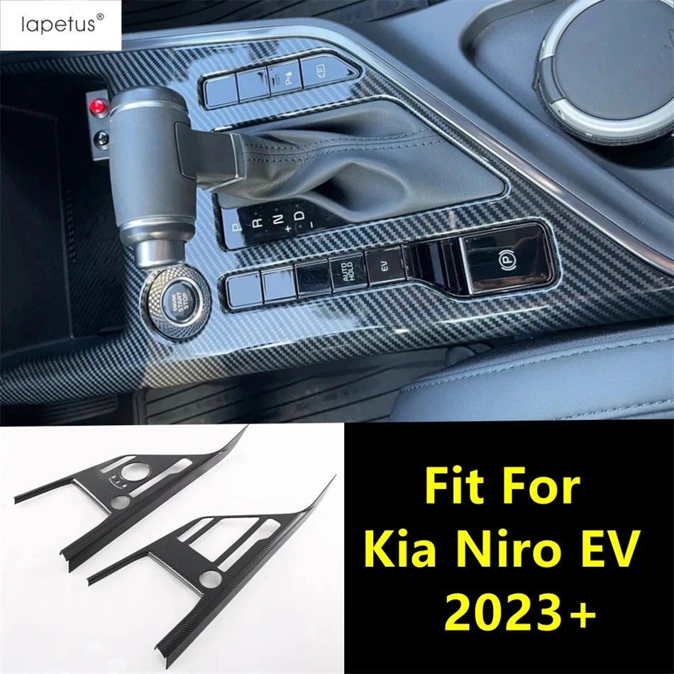 

Carbon Fiber Central Console Gear Shift Panel Multimedia Frame Decoration Cover Trim Accessories Interior For Kia Niro EV 2023