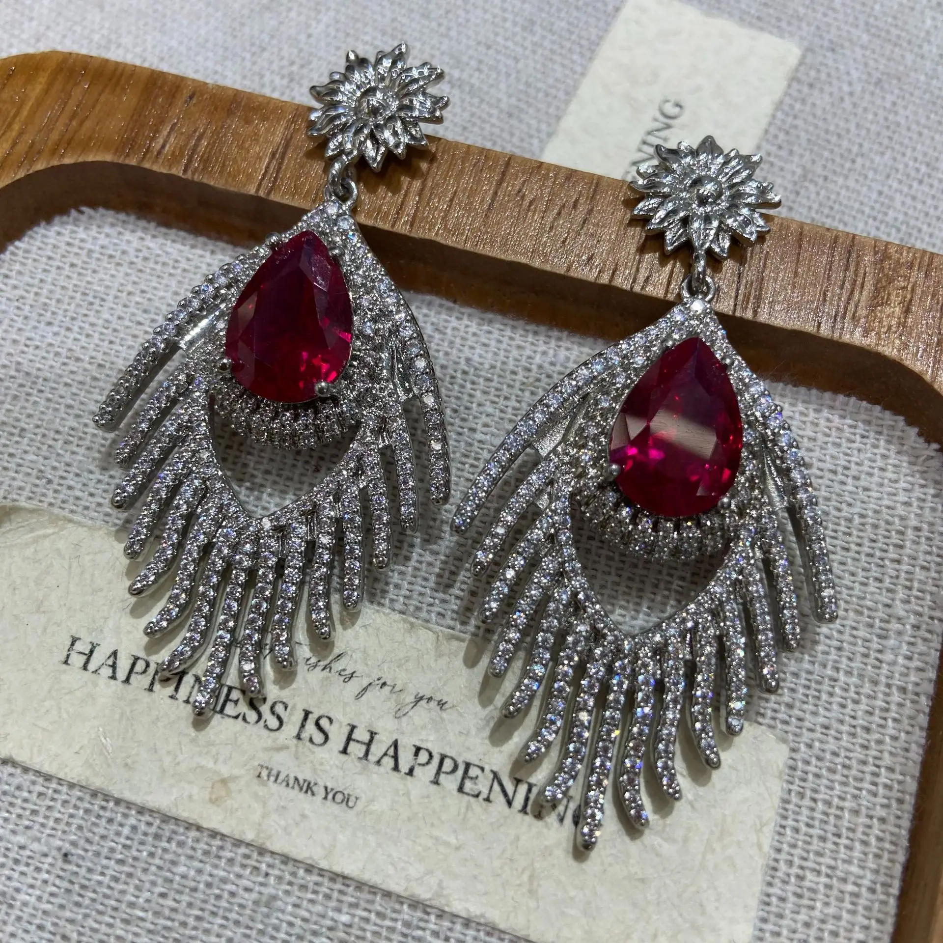 Vintage Zircon Inlaid Evil Eye Drop Earrings, S925 Silver Needle Heavy‑Craft High‑End Women Dangle Earrings for Banquet Party Je