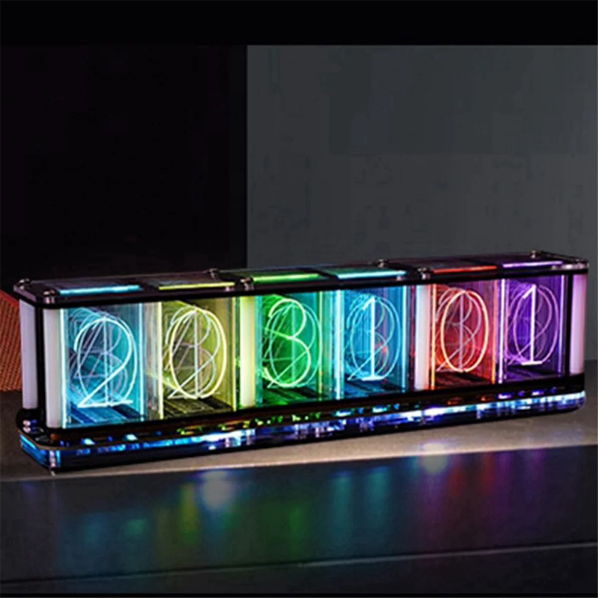 A06K طقم ساعة منبه LED رقمي خط كبير 6 أرقام ساعة إلكترونية وحدة طيف الموسيقى السائبة لتقوم بها بنفسك تتميز بصوت #1