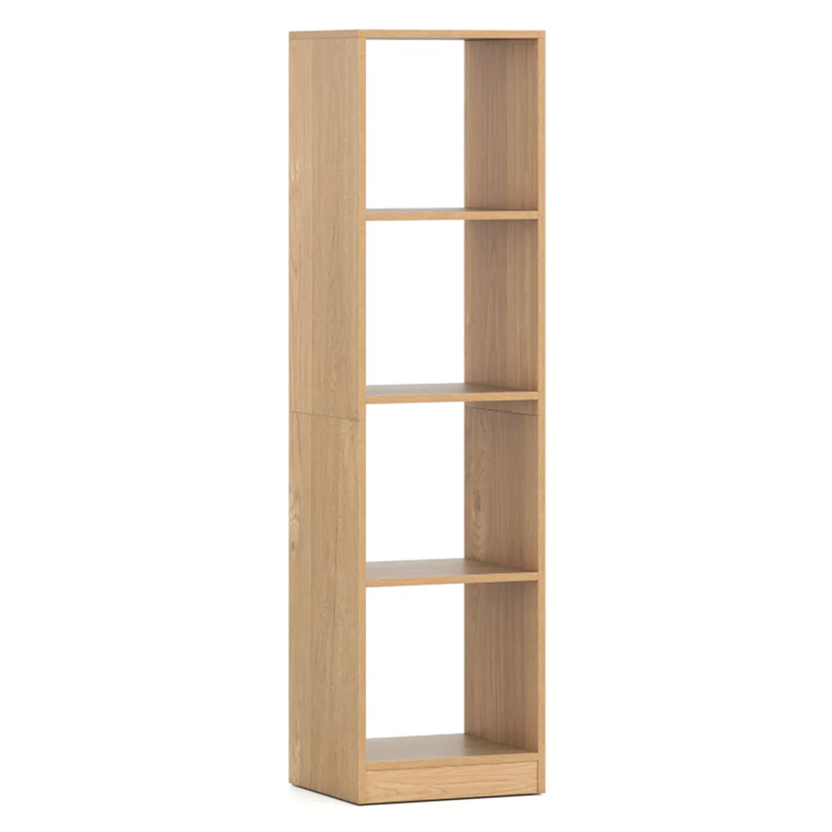 Space-Saving Narrow 5-Tier Bookcase, 4-Cube Open Storage Shelf for Living Room Study-Space-Saving Narrow -Natural