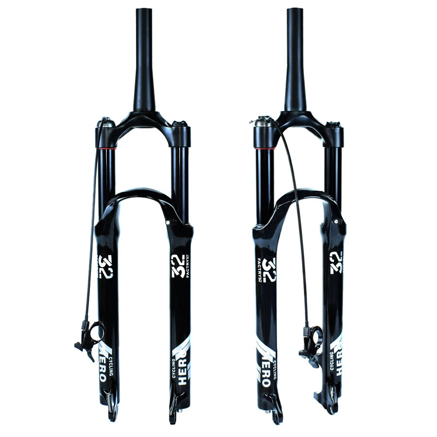 Mountain bike air suspension 140mm travel magnesium alloy black glossy fork 26 27.5 29 inch straight tapered tube shock absorber