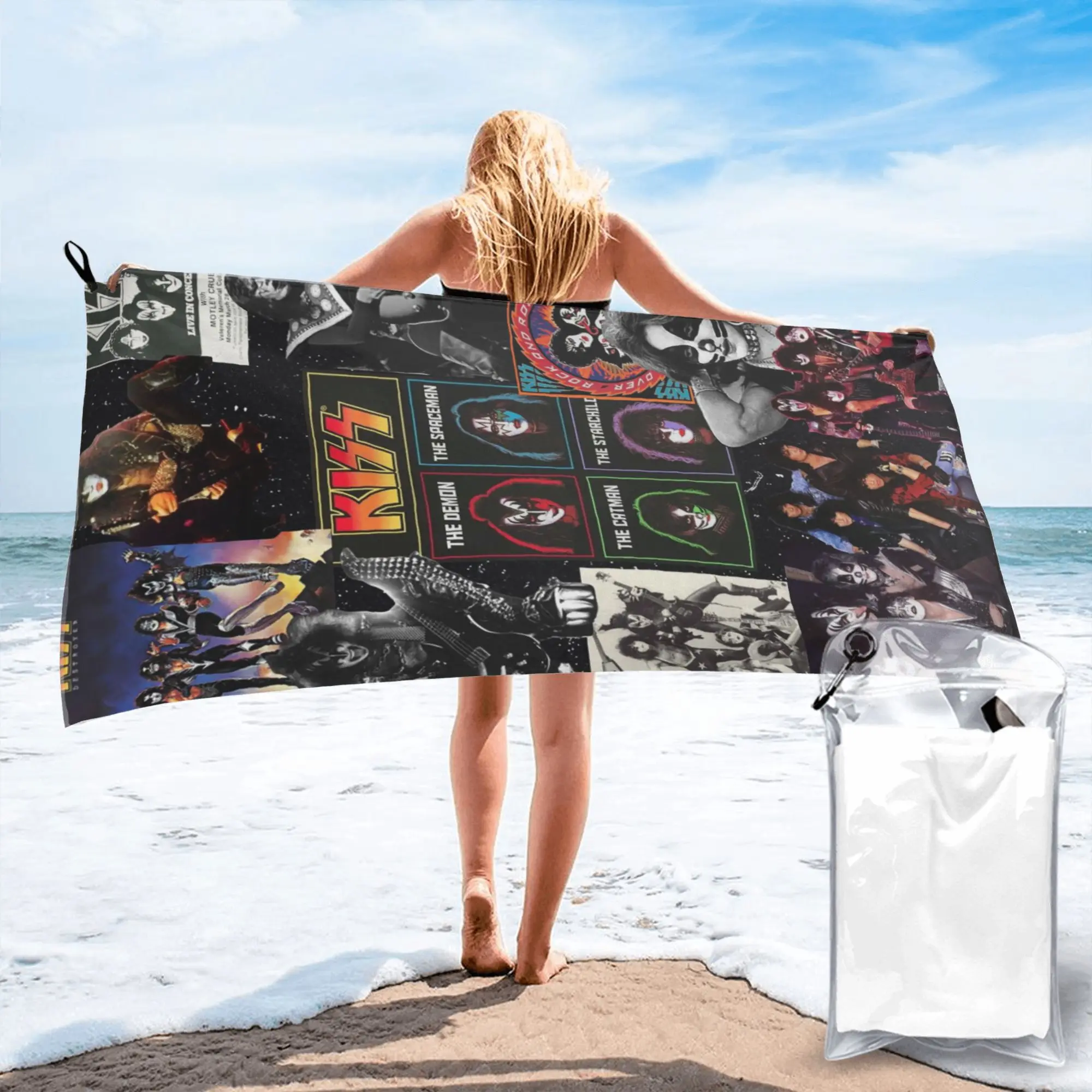 

Heavy Metal Rock Music Band Kiss Beach Towel Soft Microfiber Quick Dry Absorbent Quick Towels For Pool
