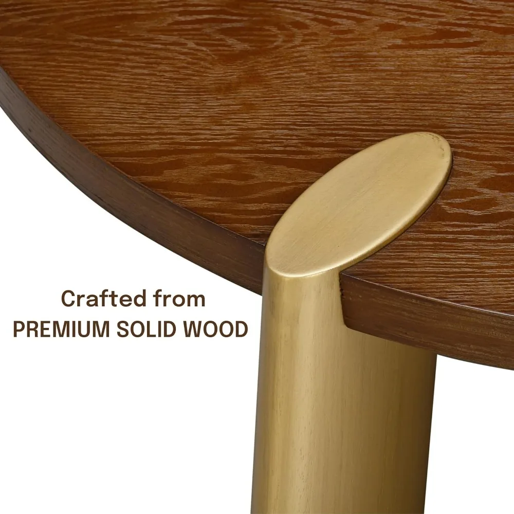 طاولة قهوة بوهو خشبية مستديرة مقاس 40 بوصة لغرف المعيشة وتناول الطعام - مقاومة للماء والحرارة، جوز داكن #4