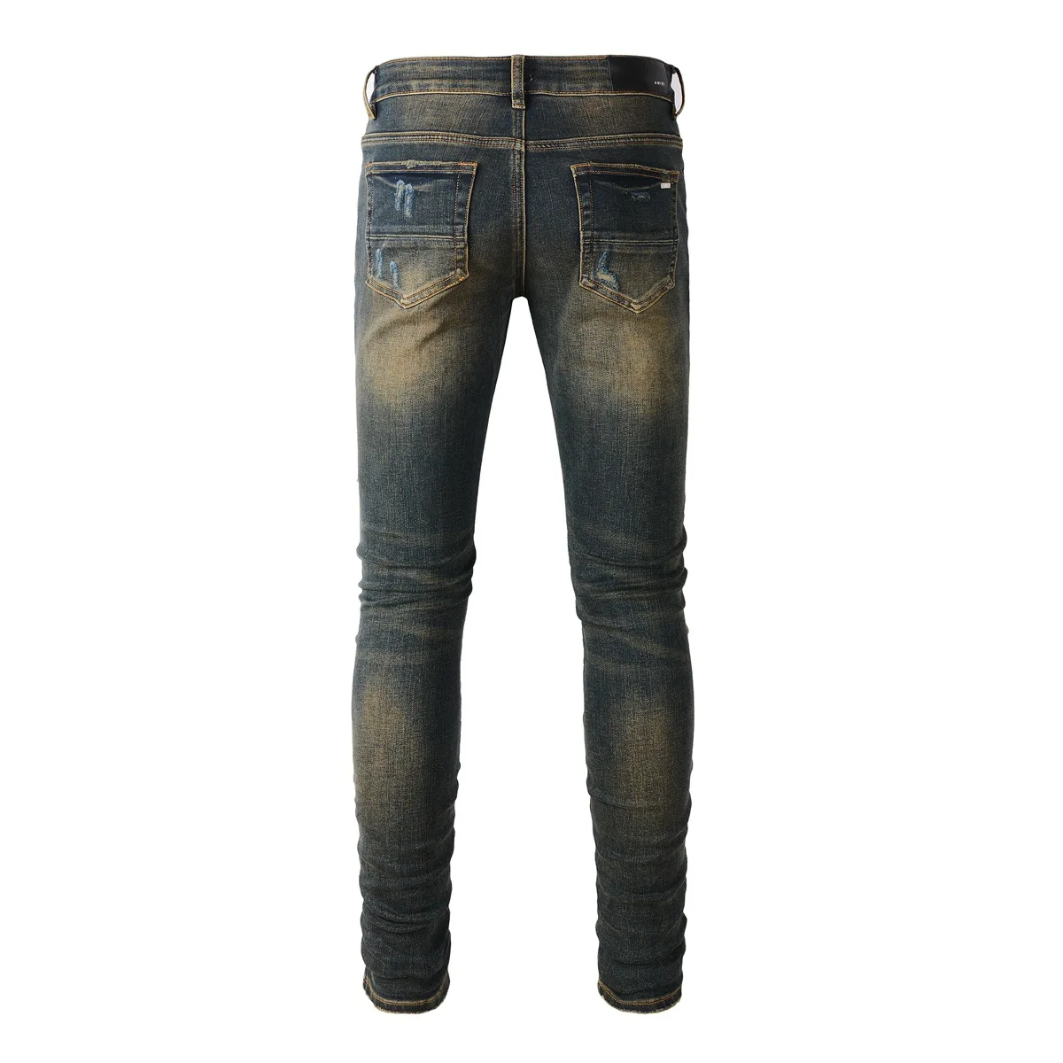 Top quality AMIR new trend slim fit elastic versatile distressed pants blue distressed patchwork fashionable jeans