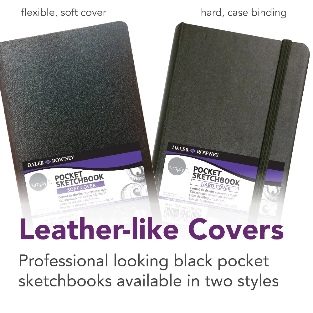 Daler-Rowney Simply... Sketchbook, Soft White Pages, (65lb/100g), Black Hardcover Binding, 144 Pages, 3.5" x 5.5" view 4
