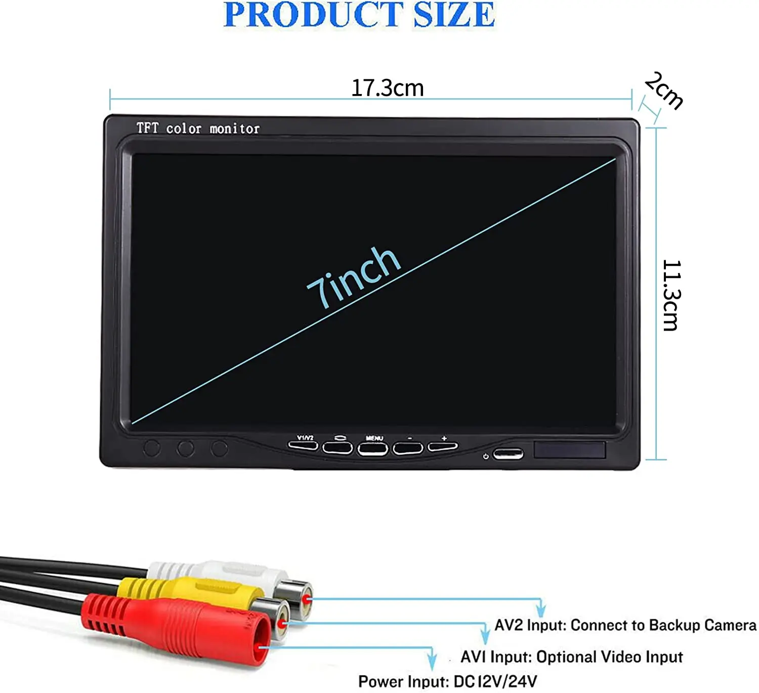 7 Inch Car Monitor Dashboard LCD Monitor Rear View Monitor AV Input for Bus Truck Car Camera System 7 Inch Screen for Truck