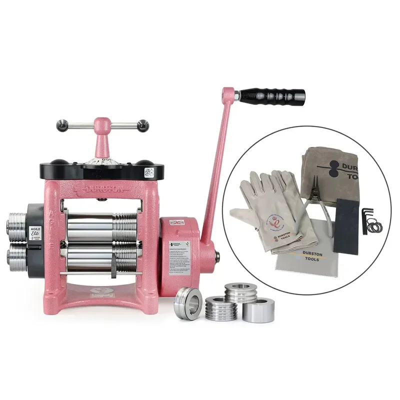 Durston Agile Elite C140 Pink Edition Limited Edition Combined Rolling Mill 140mm 5:1 Gear Jewelry Sheet and Wire Rod Forming