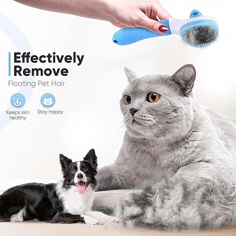 Katze Pinsel Entfernen Haar Edelstahl Pet Haar Entfernung Kamm Nicht Slip Hundesalon Pinsel Hund Kämme Bürsten Katze Zubehör – Detail 8