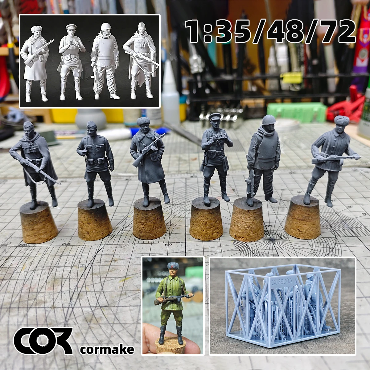 Scale Miniature Model Kit Soviet Soldiers Officers Set Military Assemble Unpainted Figure Diorama 1939–1945 6 pcs 1/35 1/48 1/72