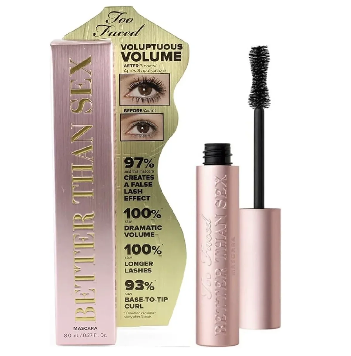 2 pcs/lot Better Than Sex make up Mascara Big Eyes Lengthening Eyelash Curving Brush Eyes Makeup Mascara Facil Cosmetics