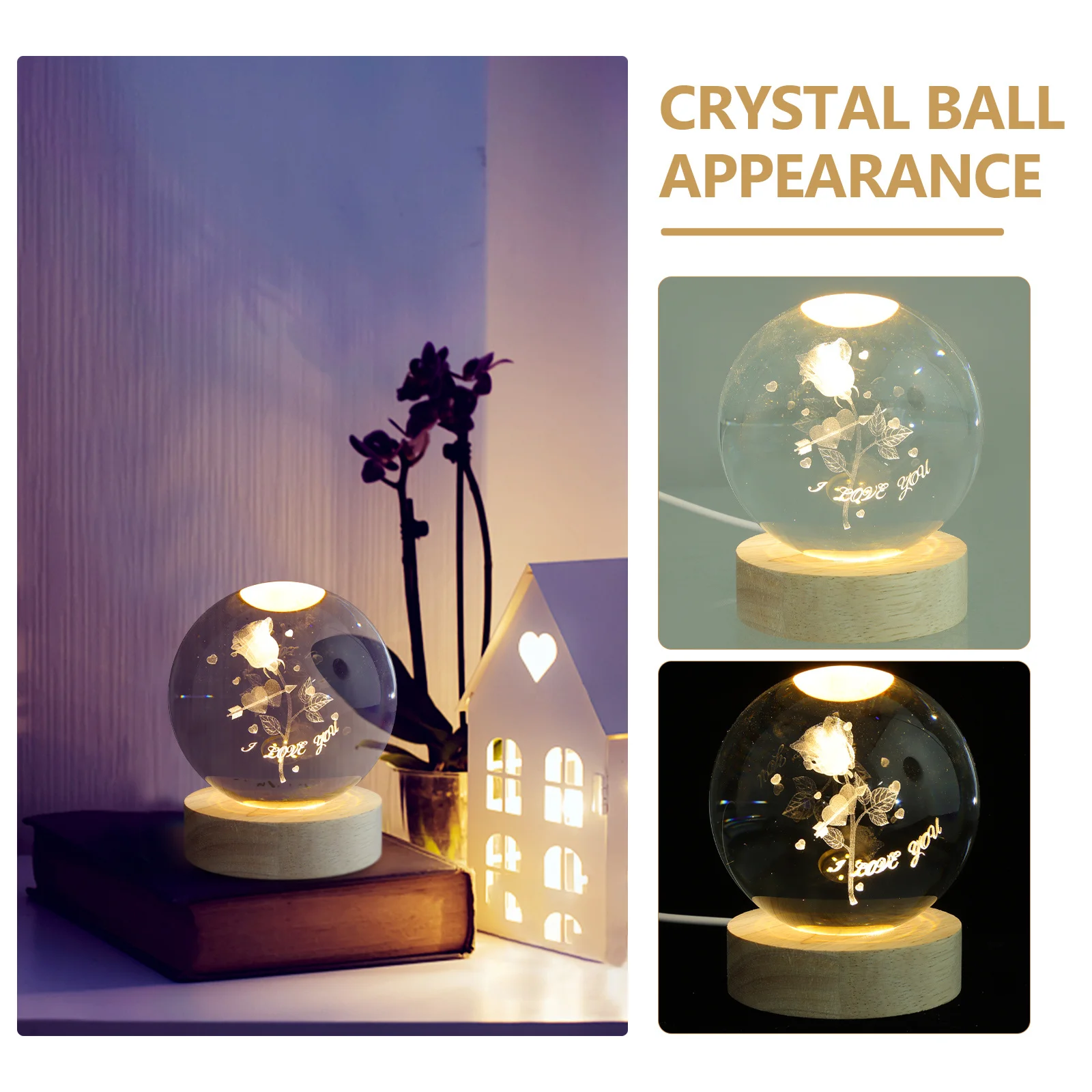 

Night Light Globe Bedroom Lights Creative Crystal Bedside Lamp Decorative Table Ball