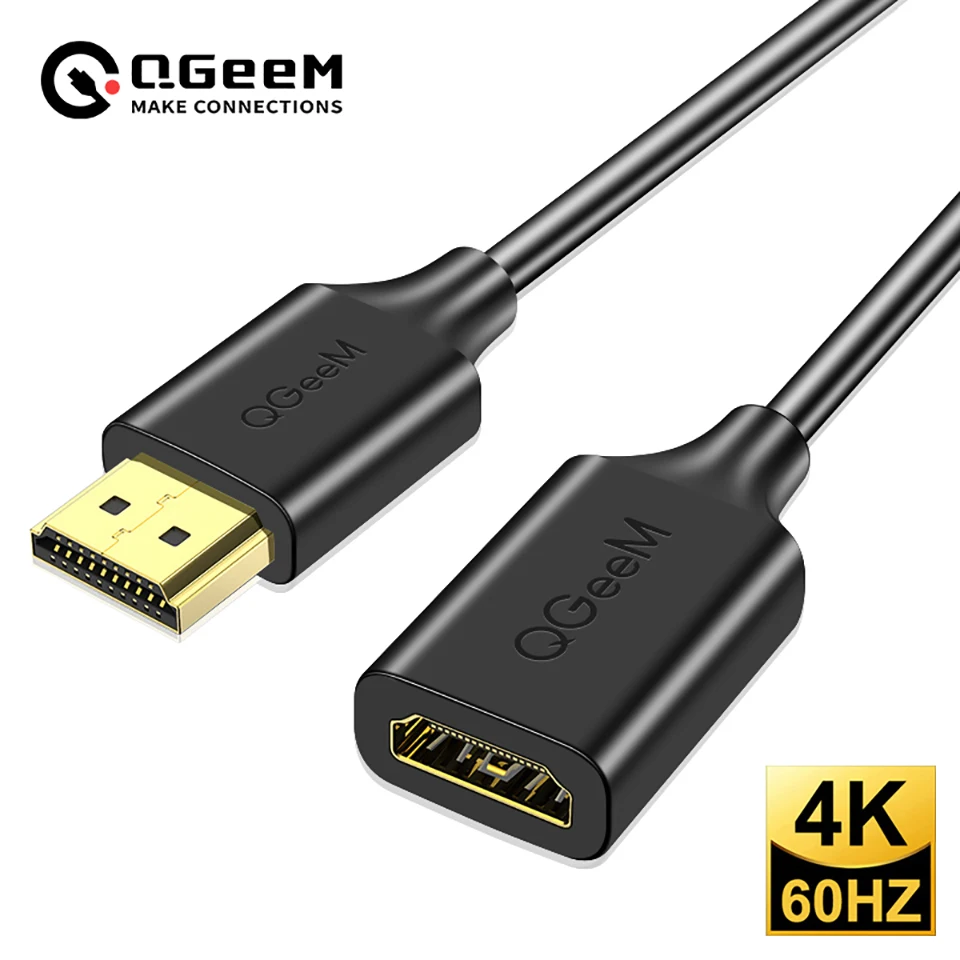 QGeeM 4K HDMI Extension Cable Extender HDMI 2.0 Adapter for Xiaomi Xbox Serries X PS5 PS4 TV Box Laptops HDMI Splitter Wire Cord