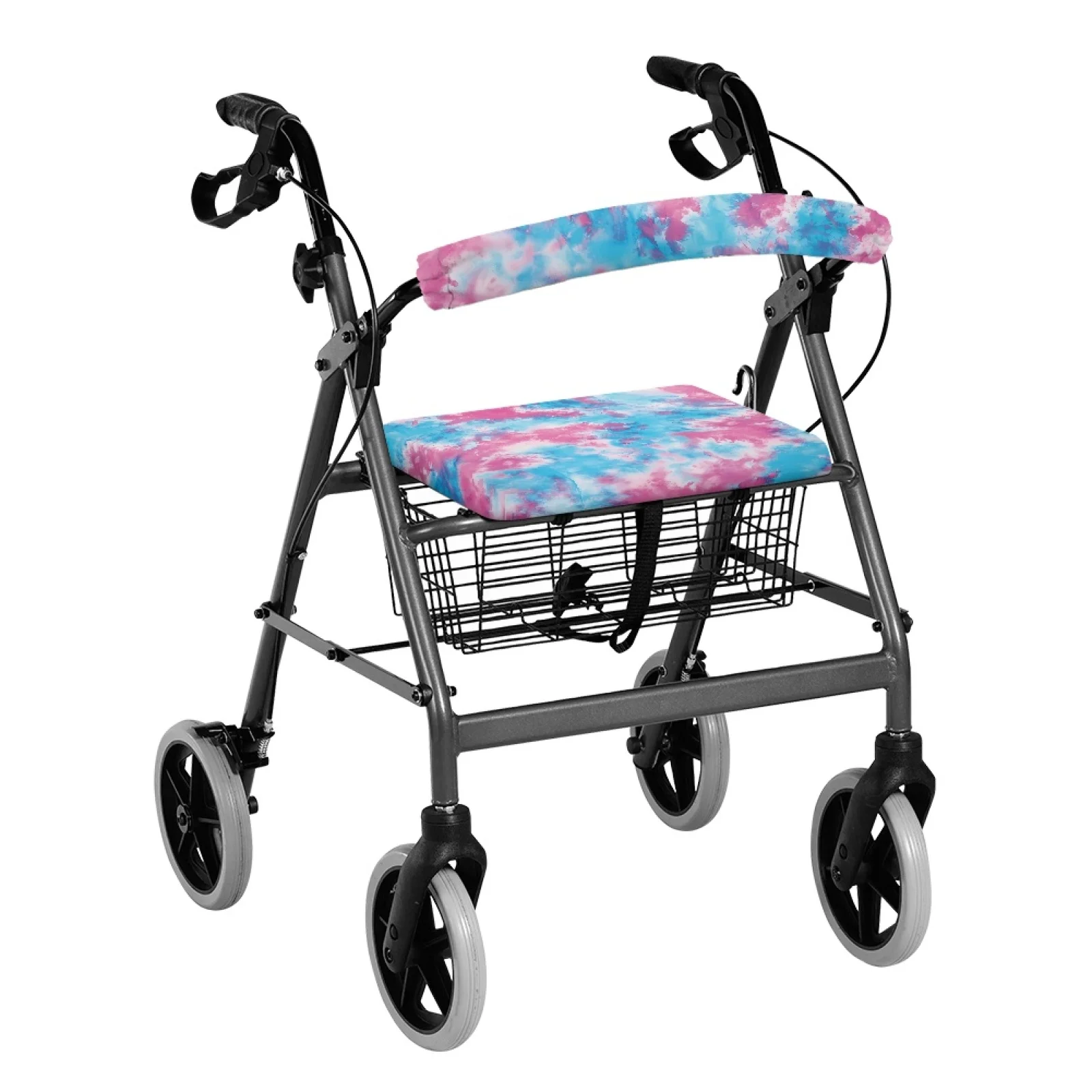 Coloranimal Dirt-Resistant Comfortable 2 Pieces Walker Protection Decor Covers for Ladies for Outdoor Park Blue Pink Tie Dye