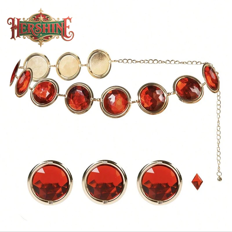 HERSHINE Women's Fashion Ruby Metal Embellished Waist Chain, Bohemian Style, Elegant Dress Cosplay Accessory, spring，summer，Gift