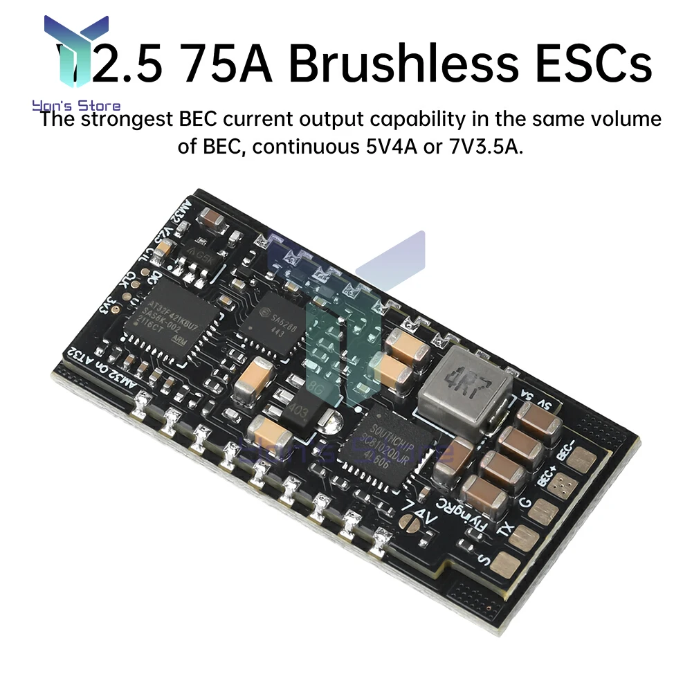 3-6S AM32 ESC V2.5 75A ESC sin escobillas de un solo cuerpo, modelo de coche sellado dorado, máquina cruzada BEC, modelo RC FPV, Control principal de avión
