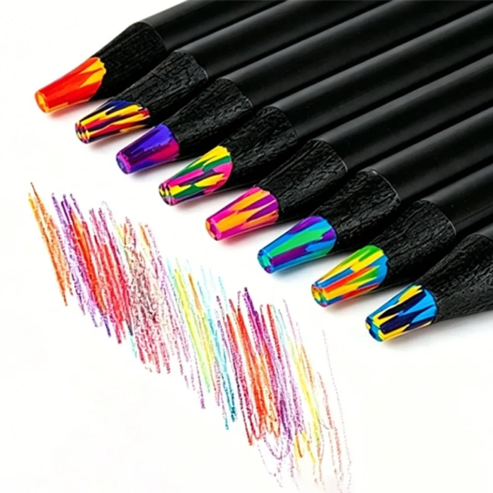 12pcs/Box 12 Colors Wooden Colored Pencils Rainbow Mixed Gradient Colored Pencils Vibrant Durable Drawing Pencils Classroom