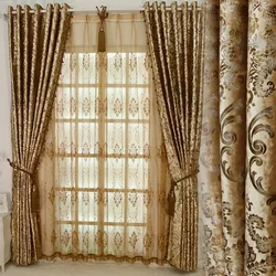 Cortinas para sala de jantar quarto royal clássico ouro piso ao teto janelas bay janela screenwhite tule veludo blackout