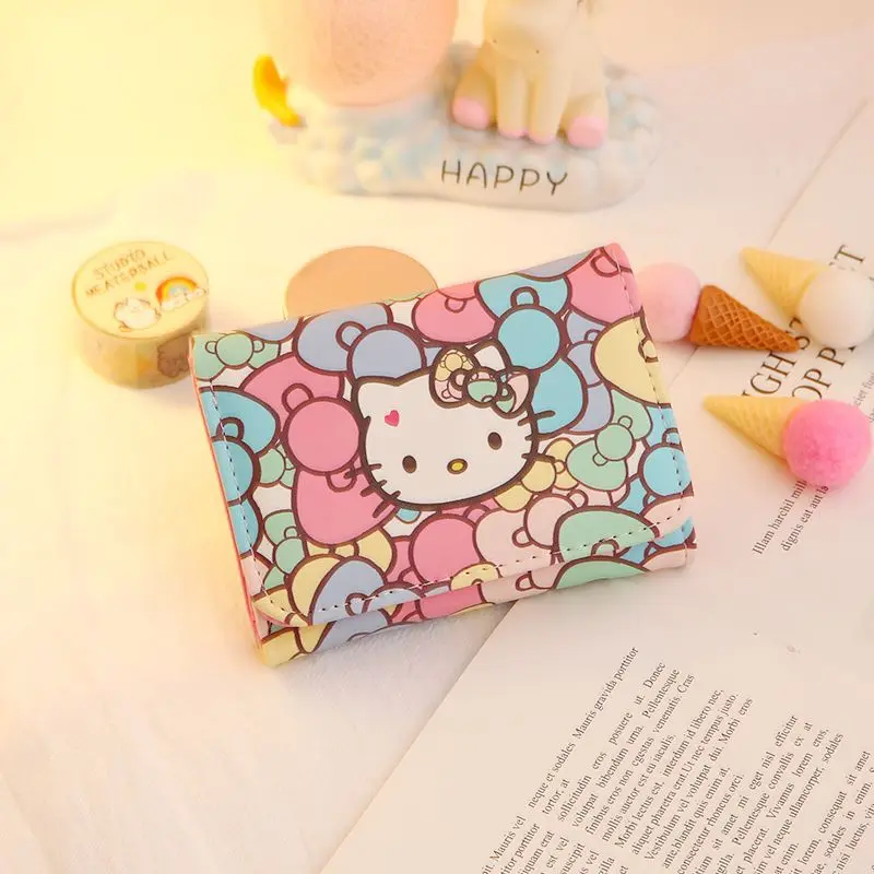 

Kawaii Hello Kitty Coin Purse Fashion Anime Cartoon KT Highly Attractive Portable Three-fold Card Bag Coin Pouch Holiday Gifts