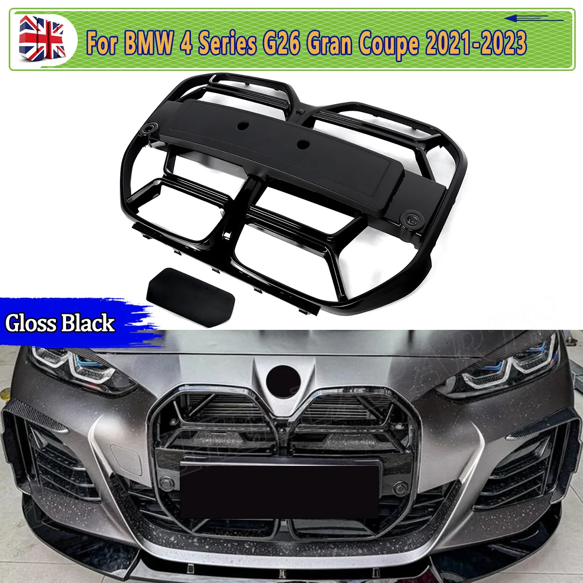 

Для BMW 4 серии G26 Gran Coupe Передняя решетка почек 430i M440i 4-дверная 2021 2022 2023 2024 Решетка бампера Глянцевый черный стиль CS