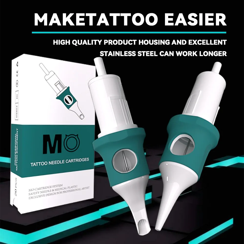 # 12RM/0.35 มม.และ 10RM/0.30 มม.Professional Tattoo เข็มเข็ม MO 20pcs RoundMagnum ทิ้งเข็มสําหรับสักเครื่อง Art