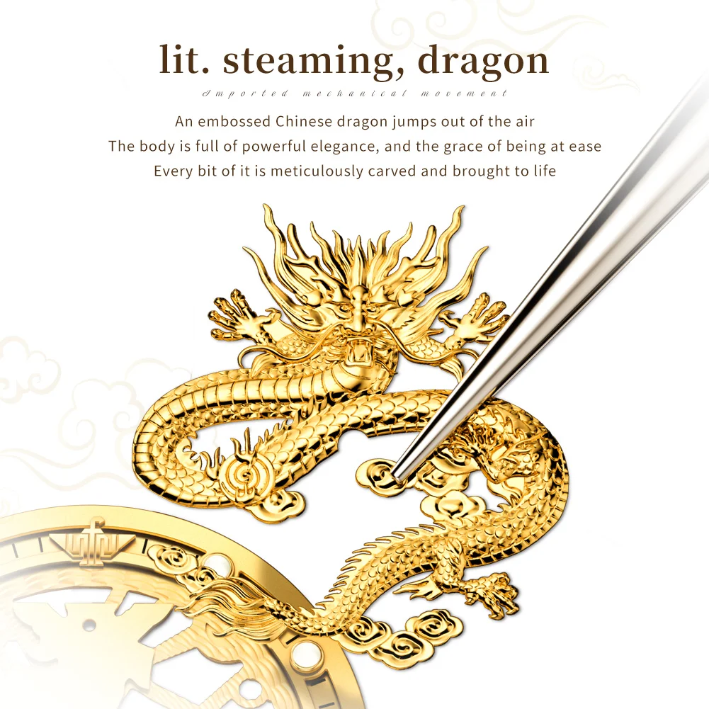 OUPINKE 3276 Luxury Couple Watch Brand Imported Movement Automatic Mechanical Watch Golden Dragon Phoenix Couple Set Gift Watch