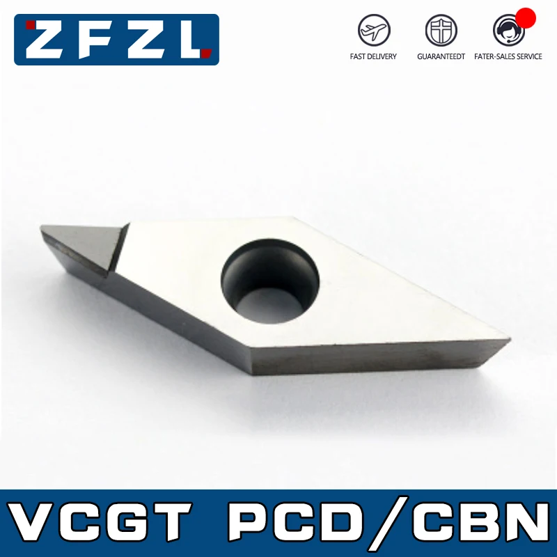 1PC VCGT110302 VCGT110304 VCGT160402 VCGT160404 VCGT160408 CBN PCD Diamond Inserts VCGT Turning tool CNC Lathe Cutter Tool Blade