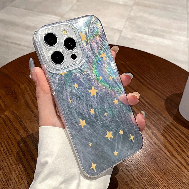 

Чехол для телефона с блестящей звездой для iPhone 17 Air X XR XSMax 7 8 Plus 16 15 14 13 12 11 Pro Max Y2K, высококачественная жесткая задняя крышка