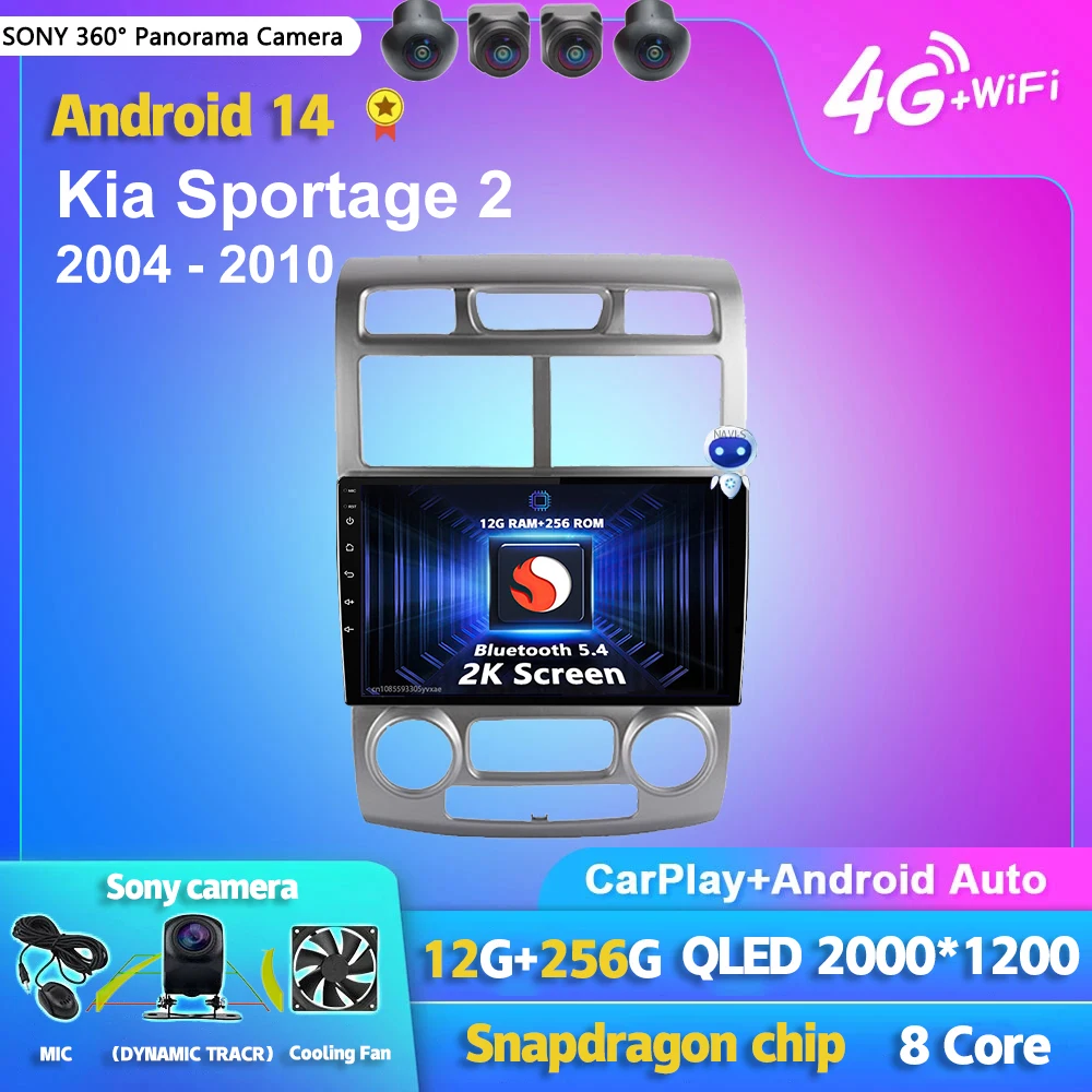 

Android 14 Carplay Auto Car Radio Multimedia Player For Kia Sportage 2 2004 2005 2006 2007-2010 Autoradio Stereo 2din Head Unit