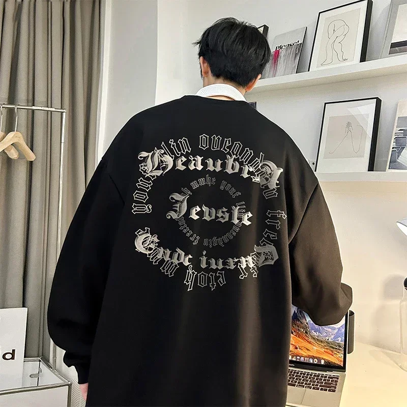 

New Harajuku Letter Print Pullover Hoodies For Men Autumn Hip Hop Fashion Oversize Crewneck Sweatshirts Y2K Streetwear Hoody