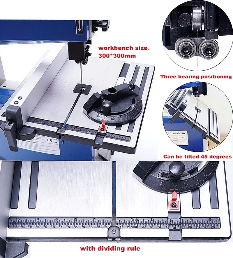 220V 9.5-inch Multifunctional Woodworking Band Saw Cutting Carving Machine Small Curve Saw