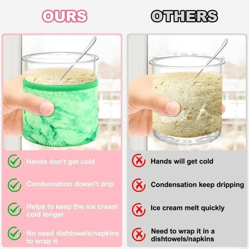 

Pack of 4 Insulated Sleeves Colorful Cup Sleeves Ice Cream Pints Neoprenes Cover L5BE