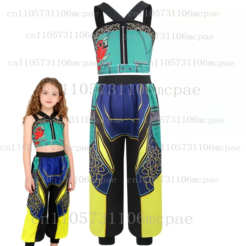 أزياء الفتيات شيطان هنتر رومي زوي الفتيات الهيب هوب مجموعة هالوين لعب الأدوار فستان كرنفال زي + قلادة في الأوراق المالية #6