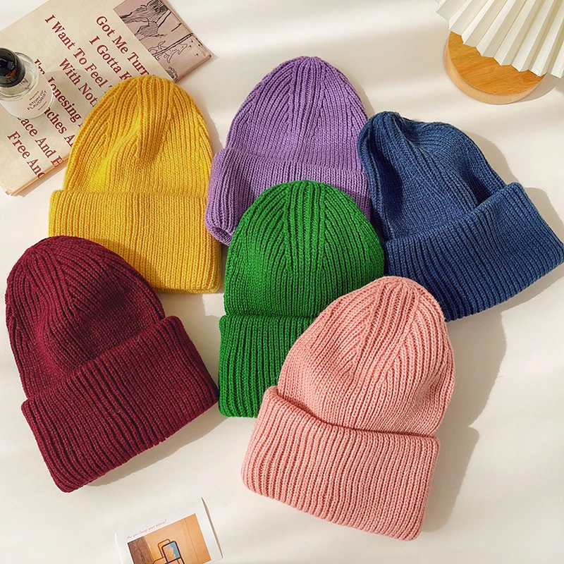 2022 Fashion Girl Soft Warm Fluffy Winter Hat for Women Angora Knitted Hat Skullies Beanies Female Bonnet Female Knit Cap