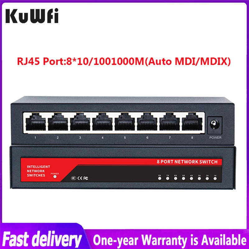 KuWFi Gigabit switch with Standardized with 8 Ports 10/100/1000Mbps RJ45 port IEEE802.3u Network switch Ethernet for Office