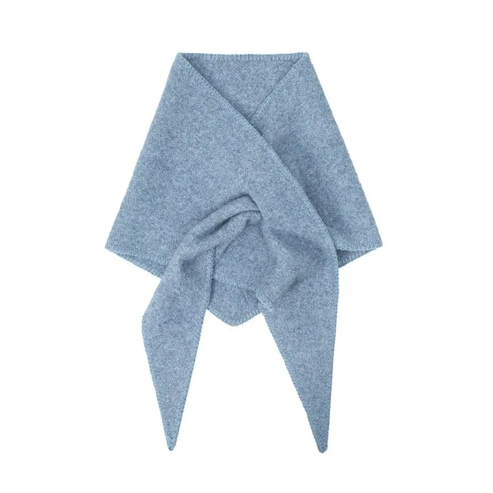 Retro Solid Color Triangle Shawl Wool Warm Large Wraps Korean Style Neck Wraps Cross Scarves Women