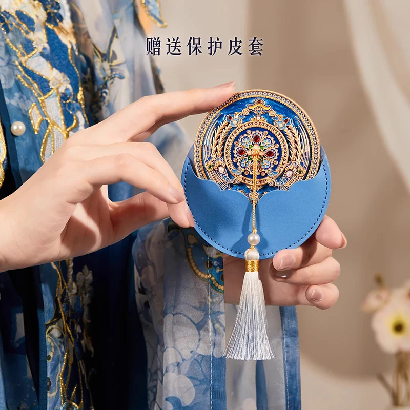 フラワーノウズヴィンテージドットキューフェニックスクラウンキャリング小さなミラー博物館中国の誕生日バレンタインデーギフトメイクアップポータブル