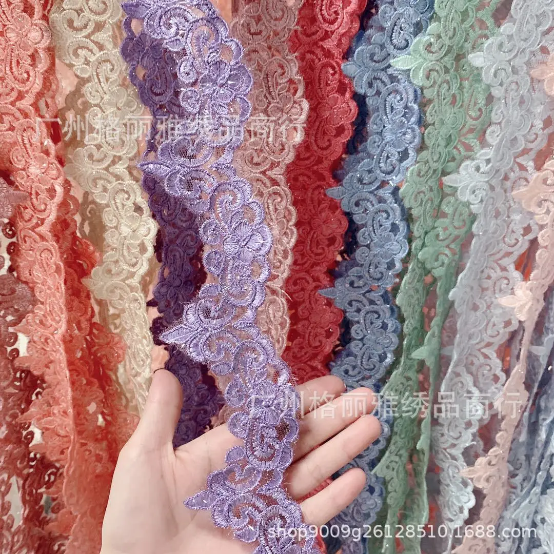 Delicate 1 Yard 6cm wide Cording Fabric Flower Venise Venice Mesh Lace Trim Applique Sewing Craft for Wedding Decoration