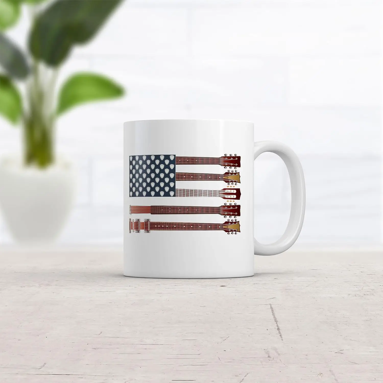 Crazy Dog T-Shirts Guitar Flag Mug Awesome Rock And Roll Fourth Of July Coffee Cup-11oz